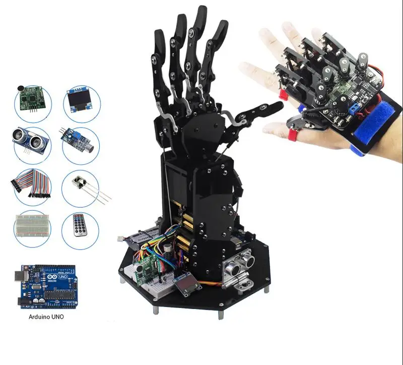 Промышленный робот Arduino Arm вторичная разработка ручной манипулятор независимое движение RC части робот игрушка - Цвет: with  gloves