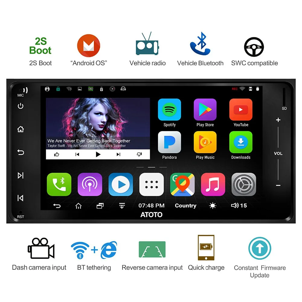 ATOTO A6 двойной Din Android автомобильный GPS стерео/для Toyota & Subaru/Dual Bluetooth/A6YTY721P 2G +