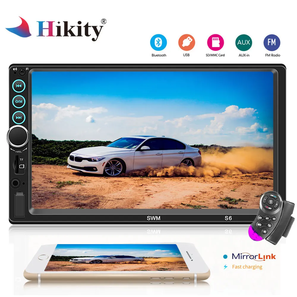 

Hikity 7'' Touch Screen Car Radio 2 Din Auto audio Player Stereo Bluetooth MP5 Support Rear View Camera autoradio+steering wheel