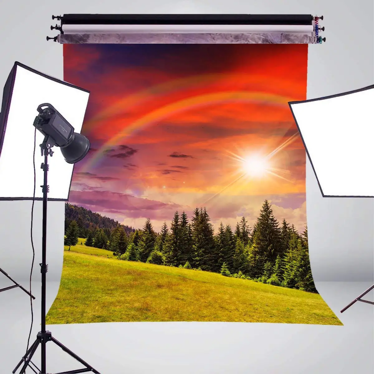 5x7ft Радужный фон фотографии лес реквизиты для студийного фото студии вечерние