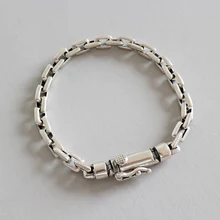 Большой J.W Ретро ручной работы 925 стерлингового серебра звено цепи браслеты для женщин модные очаровательные браслеты ювелирные изделия для пары