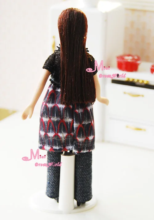 Кукла Длинные прямые волосы девушка фарфор 1/12 миниатюрный кукольный домик
