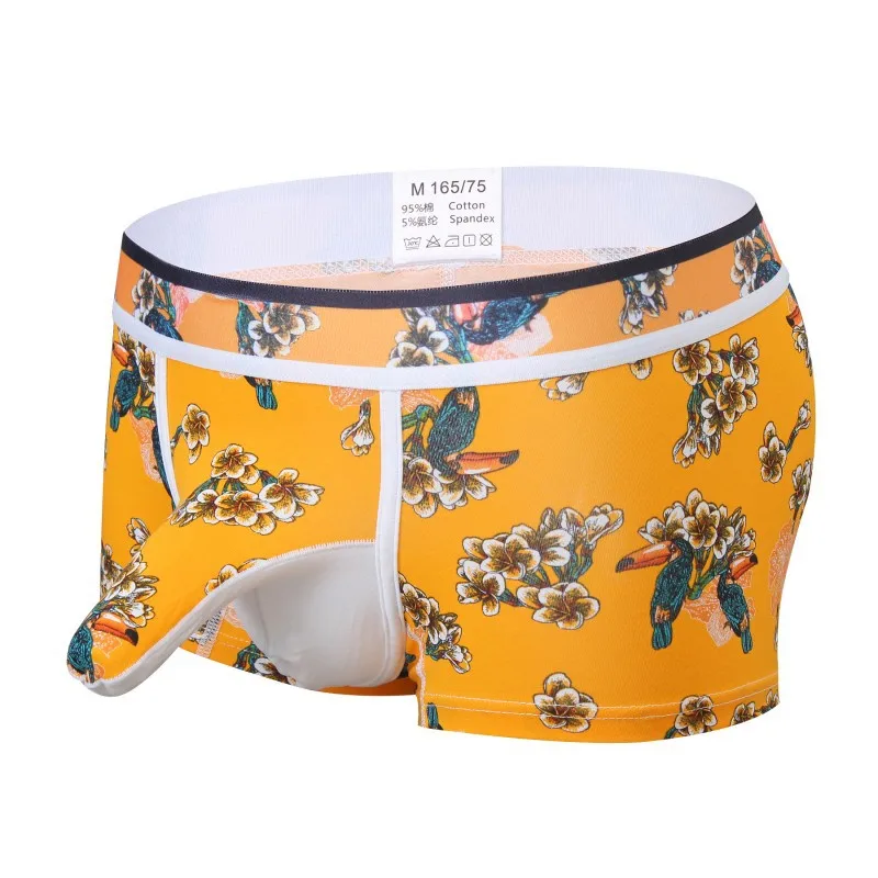 Men Cotton Print Boxers Man Underwear Male Bulge Elephant Penis Pouch Boxers Shorts Gay Trunks Boxershorts Lingerie Underpants