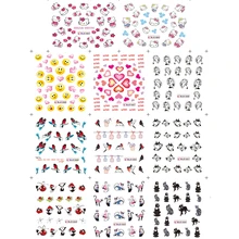 2019 New Design 1sheet Water Decals Smile/Heart/Bird Beautiful Slider For Nails Wraps Water Transfer Stickers Decal For Nail Art nail salon 1sheet new christmas design water transfer nail art stickers wraps decals diy nail decoration supplies sastz430