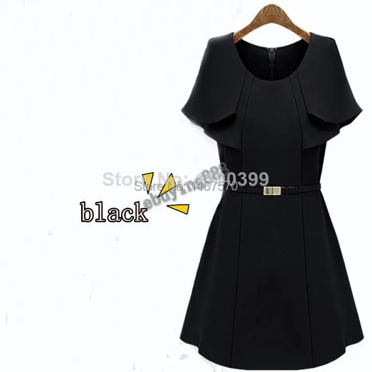 Free shipping DHL 2014 Summer Women's Lotus Leaf Short Sleeve Chiffon Career Dresses To The Knee 10pcs | Женская одежда