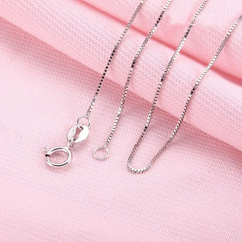 Pure Best Gift 18K White Gold Necklace Women Box Link Chain 16inchin Necklaces from Jewelry