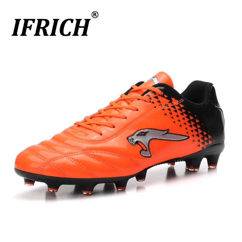 

Ifrich 2019 Man Sports Outdoor Football Shoes Low Ankle Soccer Cleats Black Orange Athletic Shoes Men Brand Spike Soccer Shoes