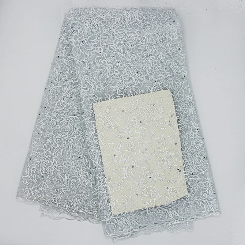 

Stylish white African high quality lace fabrics The latest bride gauze lace fabrics Wedding banquet dresses French lace fabrics