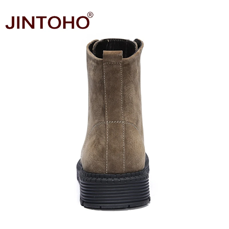 JINTOHO/мужские зимние ботинки из натуральной кожи модная мужская зимняя кожаная