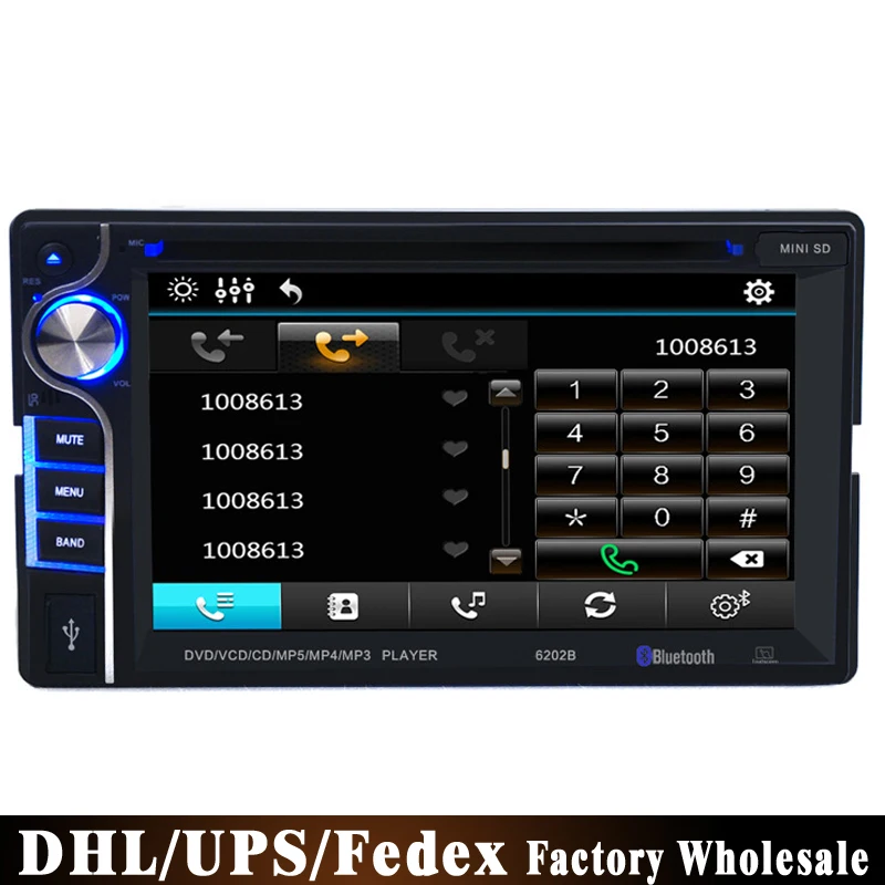 Top (Wholesale) 20 PCS 2 DIN 6.2 inch Portable Car DVD Player +Touch Screen + Wireless Bluetooth Radio Stereo + Remote Control 0