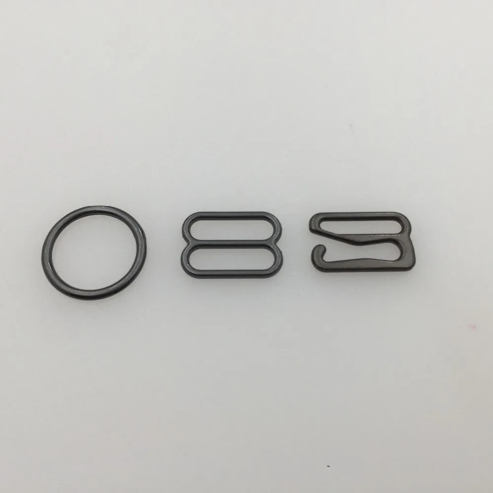 

100pcs/lot Gun Black adjustable buckle buttons (O ring and 8 Slider) bra belt buckles adjustable many sizes available