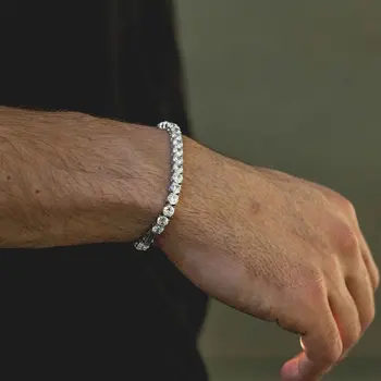 

silver color 2019 couple jewelry hip hop bling round 5mm zirconia Luxury bling 19cm 21cm men women cz wedding tennis bracelet