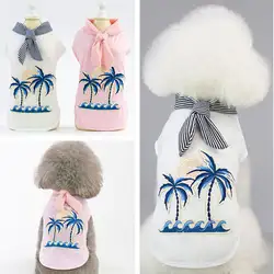Одежда для собак кокосовое дерево узор одежда для домашних животных для собак кошка полосатый воротник Чихуахуа Одежда для маленьких