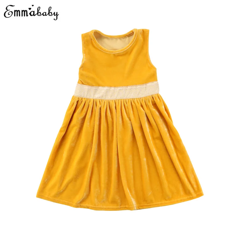 Newborn Infant Girl velvet Dress Sleeveless Knee Length Princess Girls