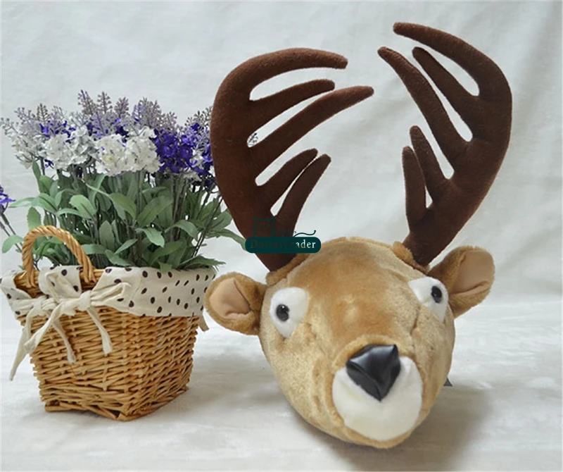 Dorimytrader Pop Anime Realistic Animals Heads Elephant Fox Panda Deer Rhinoceros Plush Toys Animal Wall Hanging Nice Home Decoration Doll DY61780(9)
