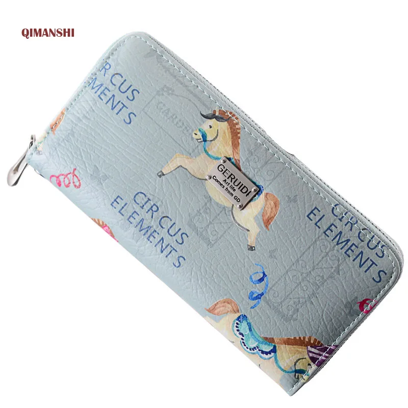 

QIMANSHI Women Long Wallets clutch Purse Female wallet Credit Card holder PU Leather zipper Coin purse