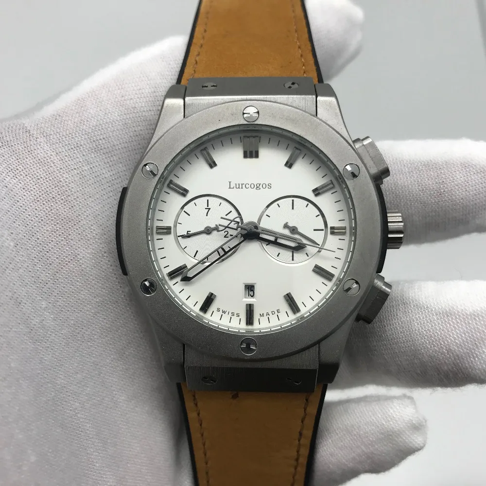 

luxury mens Skeleton watch 42mm size all small dial works automatic glide smooth second hand brown leather strap black dial watc