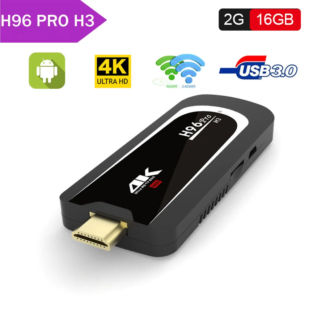 

H96 Pro H3 Mini PC Amlogic S905X Quad Core Android 7.1 TV Dongle 2GB RAM 16GB 2.4G/5G WiFi BT 4.0 4K HD TV Stick Android tv box
