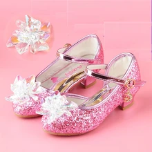 2019 new children’s crystal shoes high heels girls shoes princess shoes girls spring and autumn new rhinestone shoes 26-37