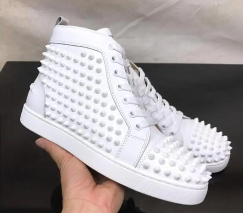 okkdey Designer Sneakers Red Bottom shoes white sliver spikes Luxury Shoes For Men Women Shoes Party Wedding Leather Sneakers