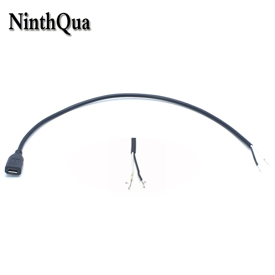 

NinthQua 1pcs 30cm 5Pin Micro USB Female Jack Power Cable 3A 2 core V8 Black Charging Connector Max OD3.5mm2