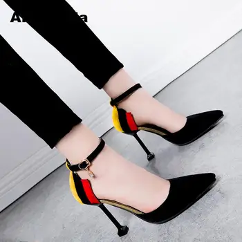 

2019 Female Fashion Sexy Hollow With Sandals Summer Women Pumps Shoes Woman String Bead High-heeled Crystal Ankle Strap #196