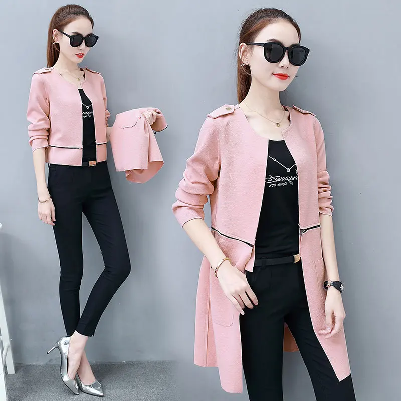 

jacket female Korean version long-sleeved long and short section Detachable thin casual spring and autumn wear wild tops