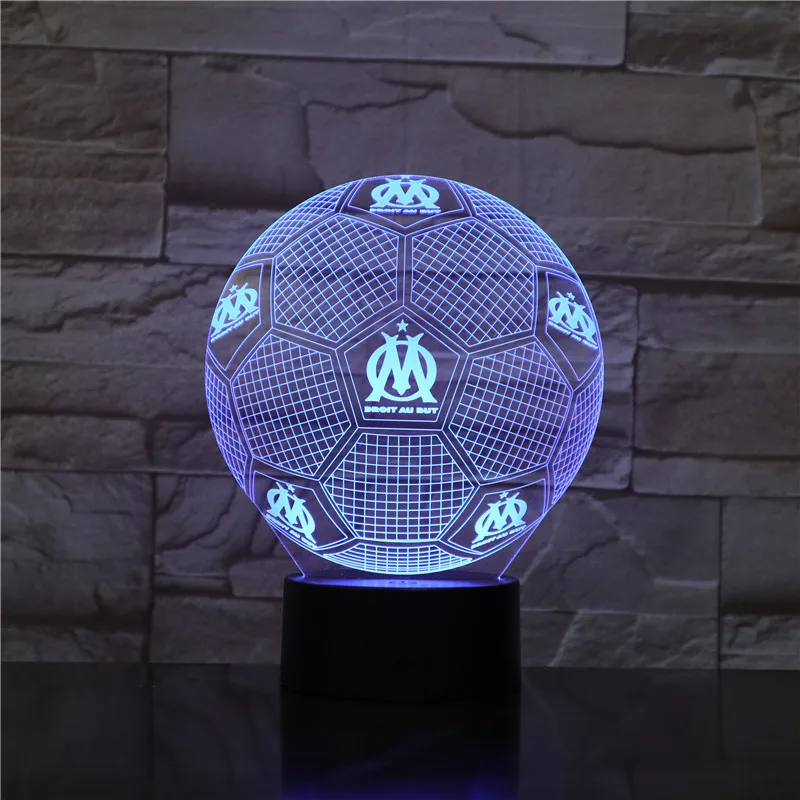 

DROIT AU BUT Night Light 3D Illusion Table Lamp Nightlight 7 Color Changing Luminaria Touch Lights Football Trophy Gifts
