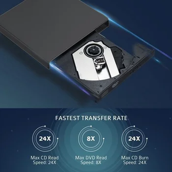 

Black CD Drive External DVD Driver DVD Optical Drive PC Ultra Slim for Mac OS Deskptop Portable