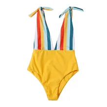 Женский сексуальный однотонный комплект бикини, цельный комбинезон в полоску с принтом, пляжная одежда, купальник пуш-ап, желтый бикини, пляжная одежда, бикини z0603