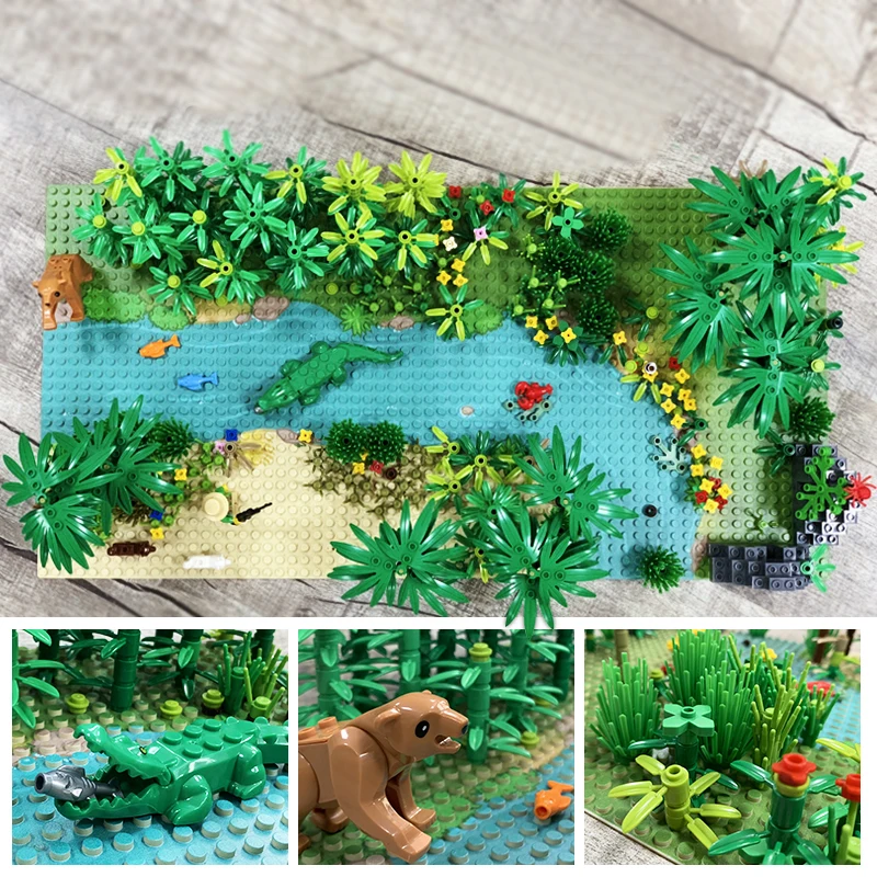 Blocos de Construção para Legoe Cidade Graden Blocos Grama Bush Flor Árvore Plantas Técnica Amigos Faça Você Mesmo Moc Brinquedo Montar Partículas 5 Brinquedos e hobbies