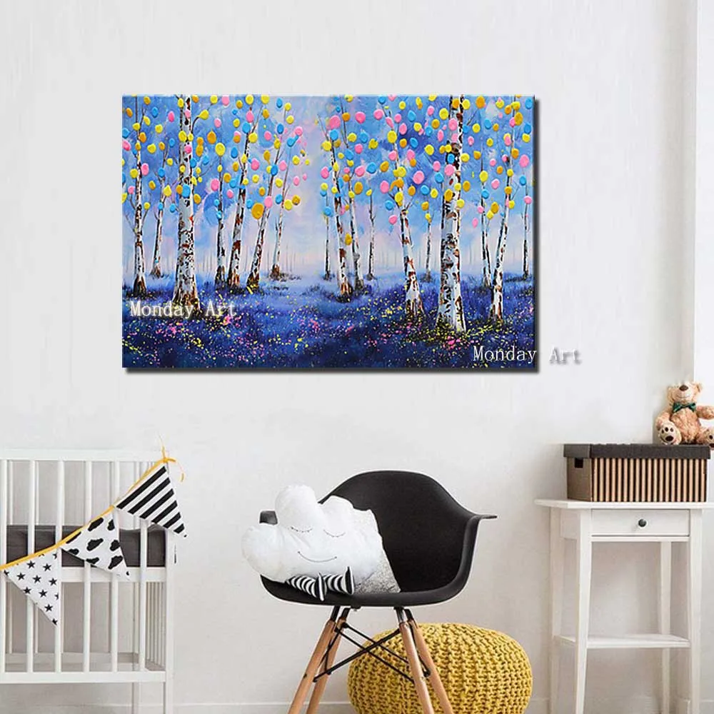 Hand-Painted-Abstract-Palette-Knife-Landscape-Forest-Oil-Painting-Wall-Canvas-Picture-Living-Room-Home-Wall (2)