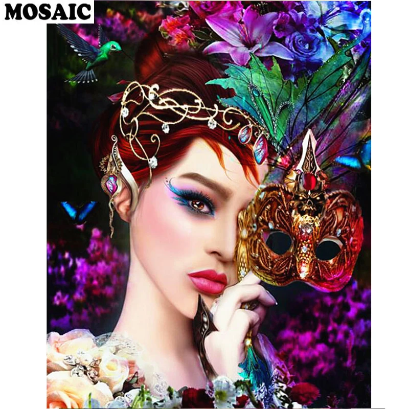 

5D DIY Full Square/Round Diamond Painting Masked Woman Diamond Embroidery Cross Stitch Rhinestone Painting Home Decor Gifts