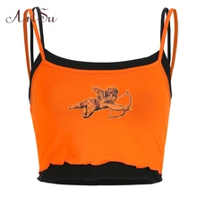 Арцу ангел без рукавов Спагетти ремень Топ жилет с открытой спиной топики женские Лоскутные 2 шт Cami Топ летняя уличная одежда ASVE20663