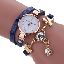 Rhinestone pendant Fashion Ladies Watches Women Luxury Leather Wrist For Women Bracelet Vintage Clock Watch Christmas Gif 999