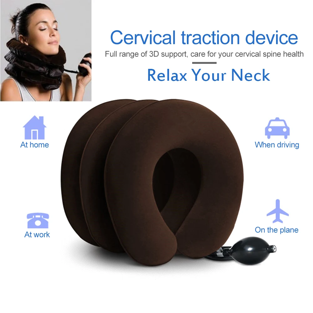 Neck Cervical Traction Device Inflatable Collar Pillow Air Cushion Head