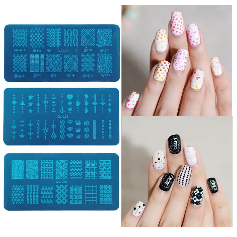 

5Pcs/Lot Lace Steel Stamping Plate Nail Seal Manicure Fashion Printer Stamping Nail Stamp Pattern Stainless Nail Template L01-12