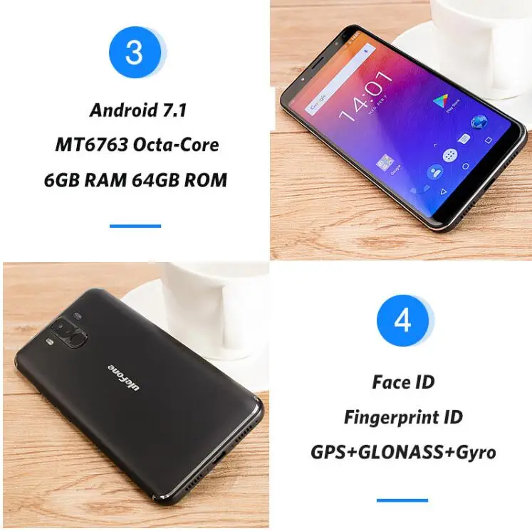 Ulefone мощность 3 6 ГБ 64 и 6080 mAh Helio P23 MT6763 Восьмиядерный 0 дюйма 18:9 FHD Face ID 21MP Quad Камера