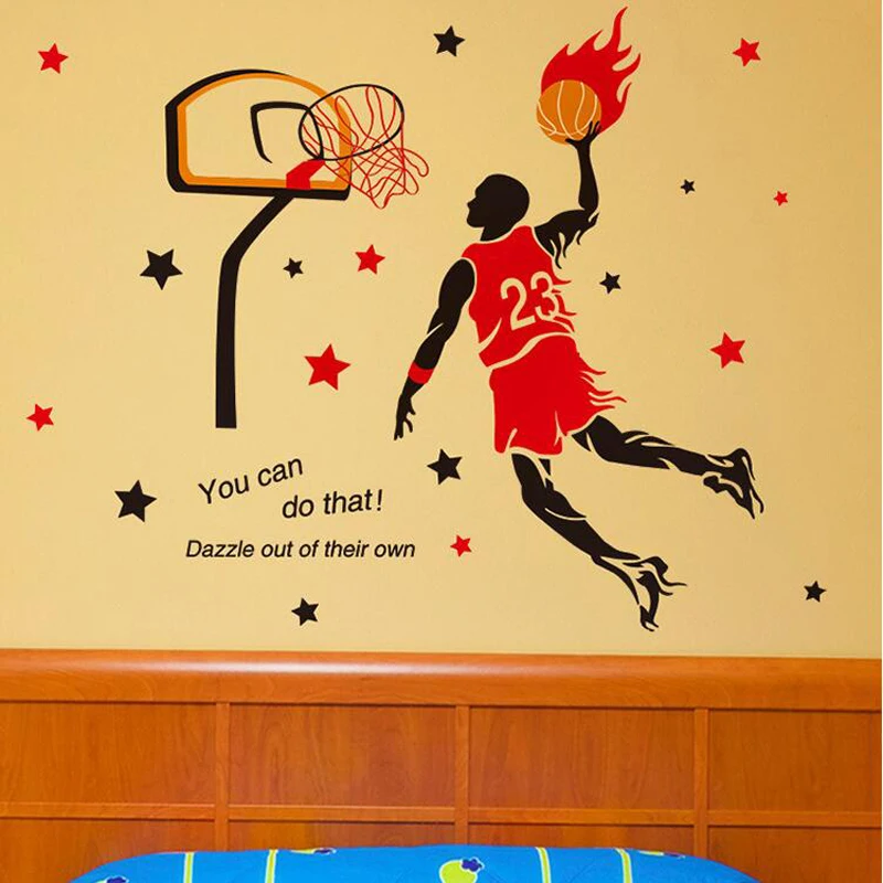 Creative colorful basketball wall stickers for kids room removable DIY