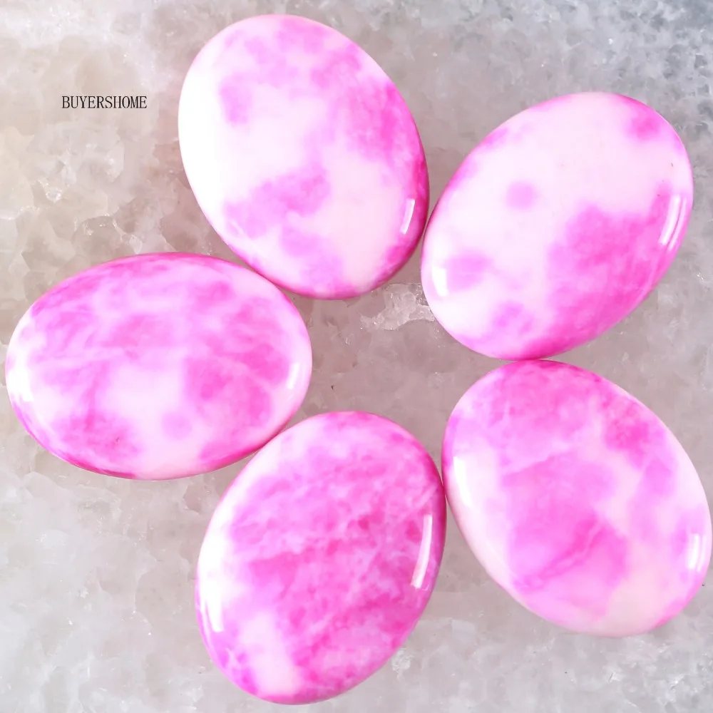Free Shipping Fit Makeing Jewelry Necklace Bracelet Stone 30x40MM Natural Pink Jad Bead CAB Cabochon 1Pcs RK1719 | Украшения и