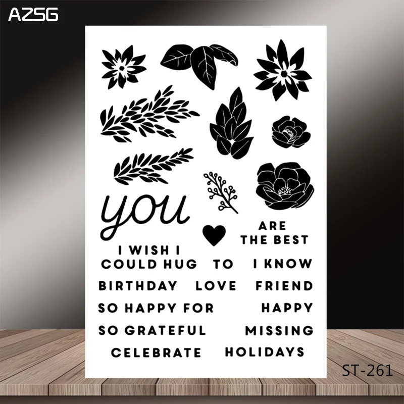 

AZSG Leaves Flowers Heart-shaped Clear Stamps/Seal For DIY Scrapbooking/Card Making/Album Decorative Silicone Stamp Crafts