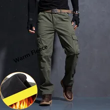 Мужские теплые штаны для зимы, мужские тактические мешковатые флисовые брюки с несколькими карманами, Осенние военные бархатные брюки карго 110105