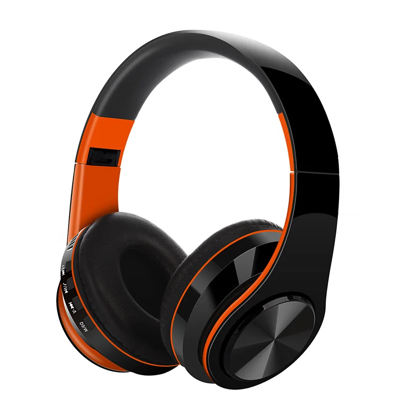 Портативные беспроводные наушники Bluetooth стерео Складная гарнитура аудио Mp3 регулируемые наушники Поддержка TF карты с микрофоном для телефона - Цвет: Orange