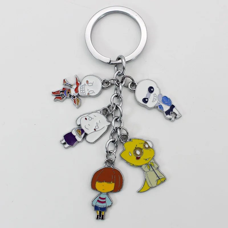 

Hot Game Undertale Action Figure Toy Sans Papyrus Frisk Red Heart Model Metal Keychain Pendants Ornament Cosplay Collection Gift