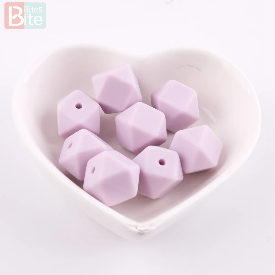 물린 물린 5pc 14mm 다채로운 육각 실리콘 비즈 DIY 공예 친환경 식품 등급 Teether 육각 기하학 비즈 실리콘 Teether