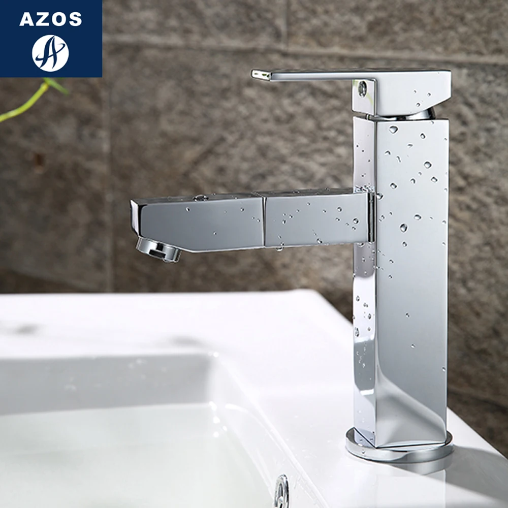 

Modern Bathroom Faucet Pull Out Single Handle Swivel Spout Vessel Sink Mixer Tap Chrome Polish CLMP026AZ
