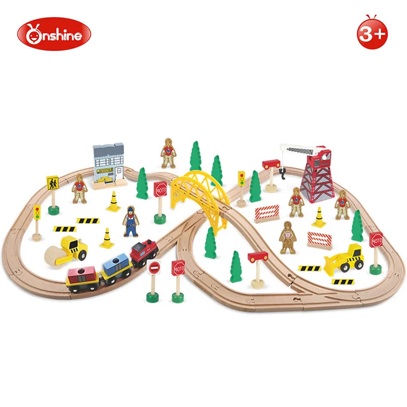 70pcs Novelty Wooden Early Childhood Educational Toy Construction Train