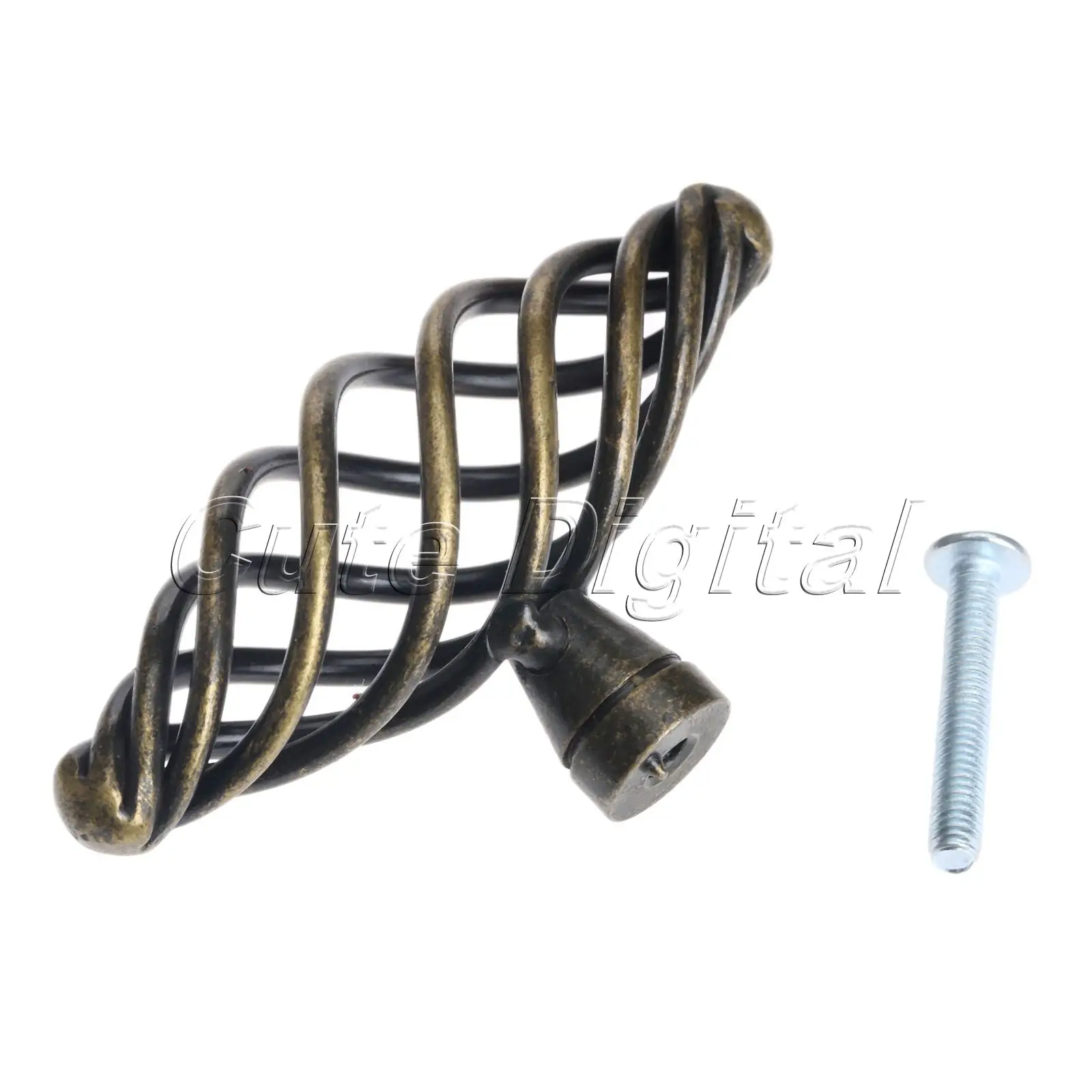 Antique Brass Handles and Knobs Twist Cage Spiral Design Door Handles Kitchen Cabinet Cupboard Pull Handle Knobs for Furniture