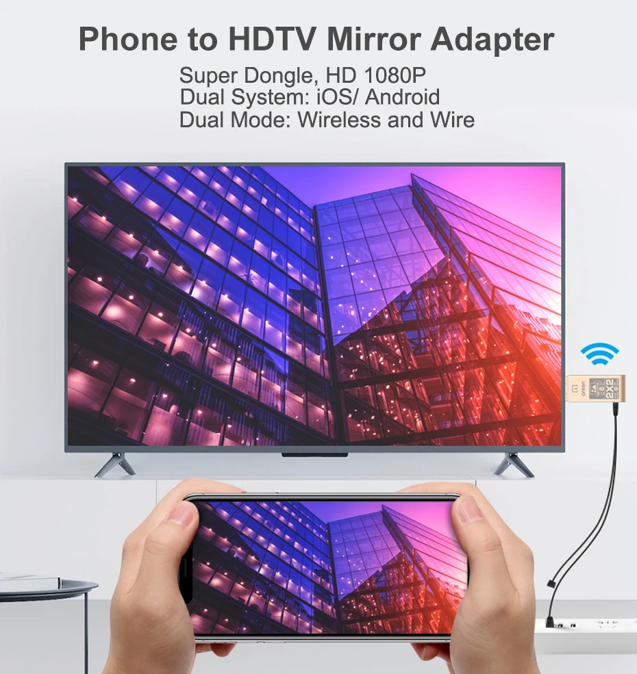 Беспроводной HDMI адаптер двойной Системы двойной режим телефон к HD ТВ Дисплей Wifi адаптер Micro HDMI iOS Android tv usb-модем для iPhone 7 8 X