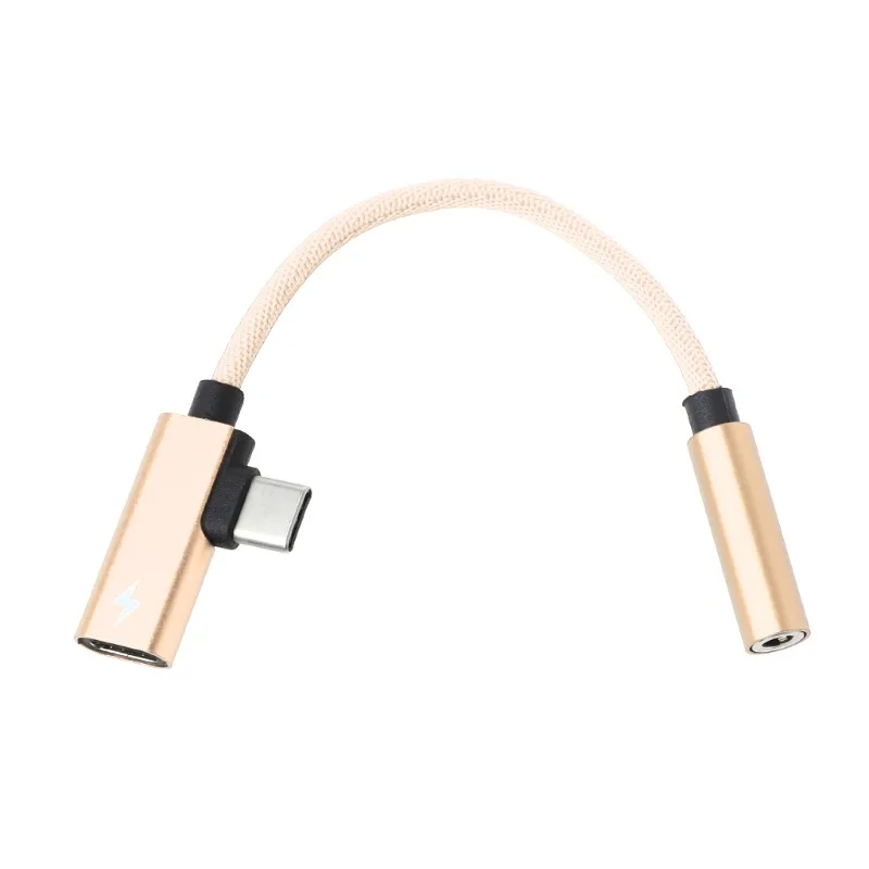 USB 3,1 Тип C до 3,5 мм наушники адаптер зарядный кабель Музыка Аудио Адаптер сплиттер конвертер 3 в 1 тип-c - Цвет: Gold